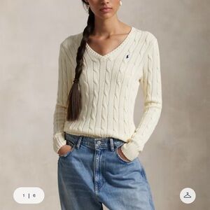 Ralph Lauren Women's Cream Cable Knit Sweater
